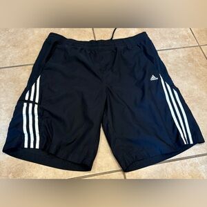 Adidas Navy Blue and White Athletic Shorts. Size: Medium